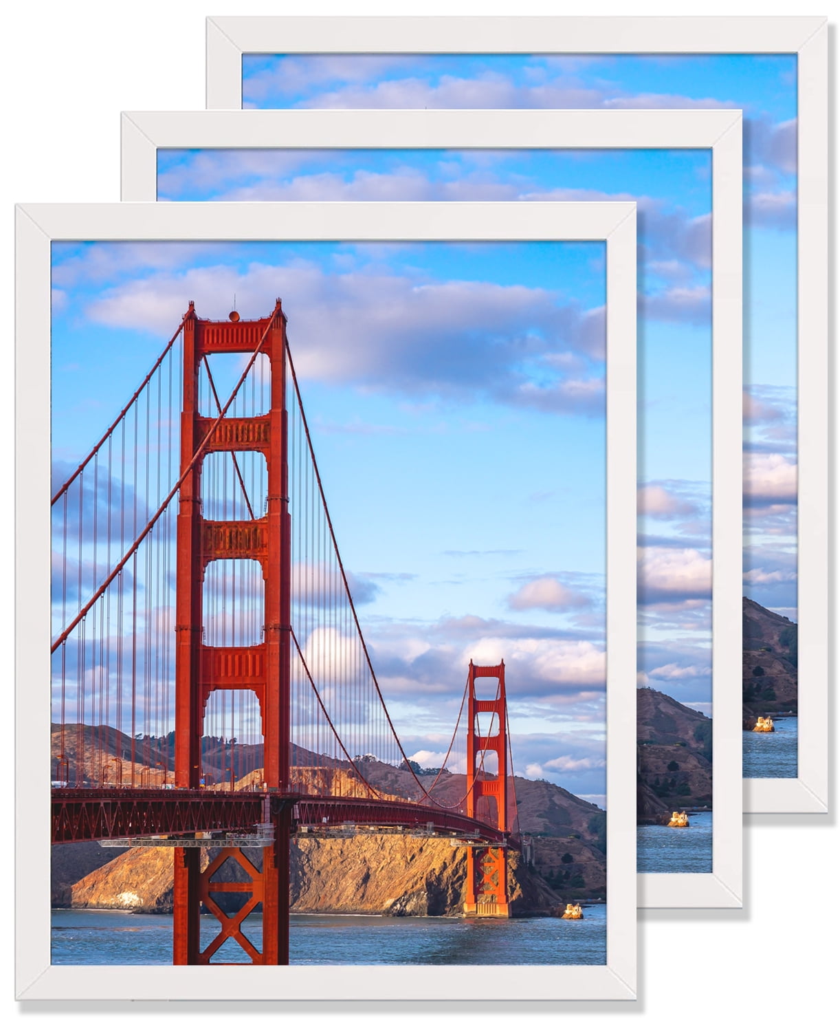 GooTPa Poster Frames 18x24 White Solid Wood Picture Frame 3 Pack, Wall