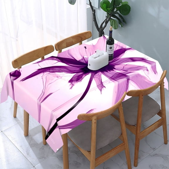 GooTPa Purple Flower Pop Art Design Rectangle Dining Tablecloth, Polyester Tablecloths Rectangle Dining Tablecloth, Ideal for Kitchen Picnic Party