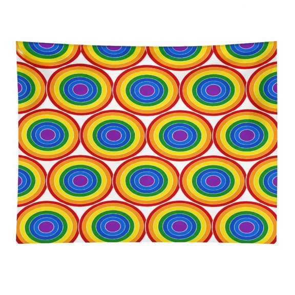 GooTPa Rainbow Concentric Circles Pattern Polyester Wall Tapestry Anti Wrinkle Art Hanging Decor for Bedroom Living Room Home Holiday Decoration Gift