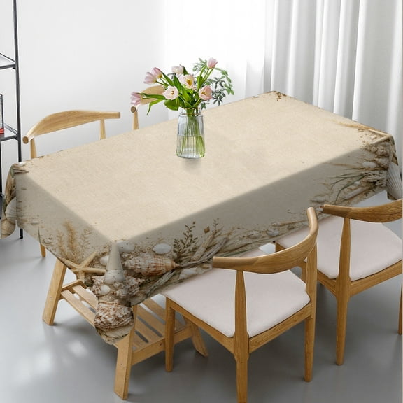 GooTPa Rectangle Tablecloth - Beachcomber Natural Shell Print, Machine-Made Holiday Party Tablecloth Rectangle Tablecloth, Ideal for Kitchen Picnic Party