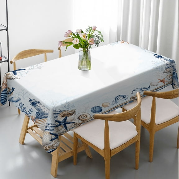 GooTPa Rectangle Tablecloth - Nautical Coastal Shell Print, Holiday-Themed Design Holiday Party Tablecloth Rectangle Tablecloth, Ideal for Kitchen Picnic Party