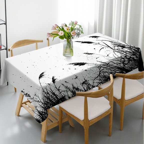 GooTPa Rectangle Tablecloth - Reed Grass Silhouette Print, Machine-Made Polyester Tablecloths Rectangle Tablecloth, Ideal for Kitchen Picnic Party