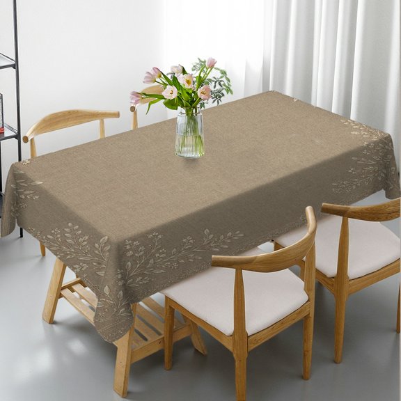 GooTPa Rectangle Tablecloth - Taupe Embroidered Border Pattern Print, Kitchen Accessories Polyester Tablecloths Rectangle Tablecloth, Ideal for Kitchen Picnic Party