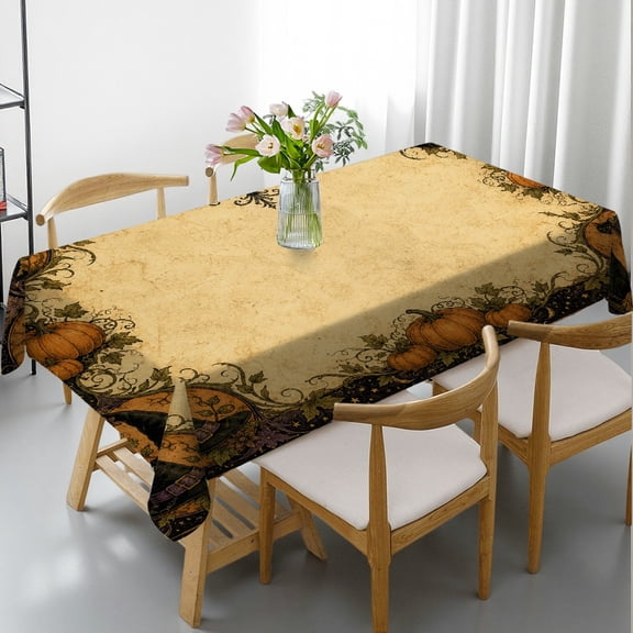 GooTPa Rectangle Tablecloth - Vintage Witchy Night Cats Pumpkin Print, Holiday-Themed Design Holiday Party Tablecloth Rectangle Tablecloth, Ideal for Kitchen Picnic Party
