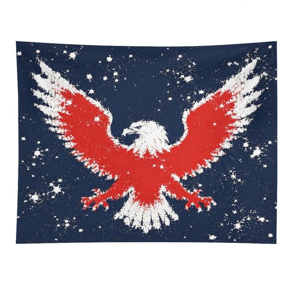 GooTPa Red Eagle Spread Wings Star Field Polyester Wall Tapestry Anti Wrinkle Art Hanging Decor for Bedroom Living Room Home Holiday Decoration Gift