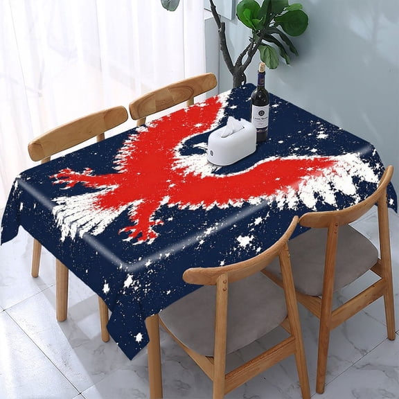 GooTPa Red Eagle Spread Wings Star Field Rectangle Dining Tablecloth, Polyester Tablecloths Rectangle Dining Tablecloth, Ideal for Kitchen Picnic Party
