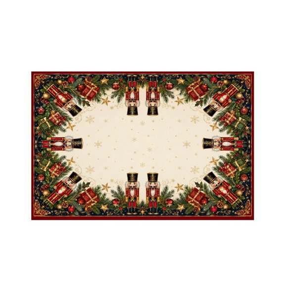 GooTPa Regal Nutcracker Christmas Garland Linen Placemats 30x45cm Straight Edge Stain Resistant Washable Non-Slip Table Mats Table for Kitchen Dining Room Home