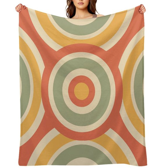 GooTPa Retro Circle Target Pattern Soft Flannel Throw Blanket, Lightweight Fuzzy Warm Cozy Blanket for Couch Bed Home Travel Decor