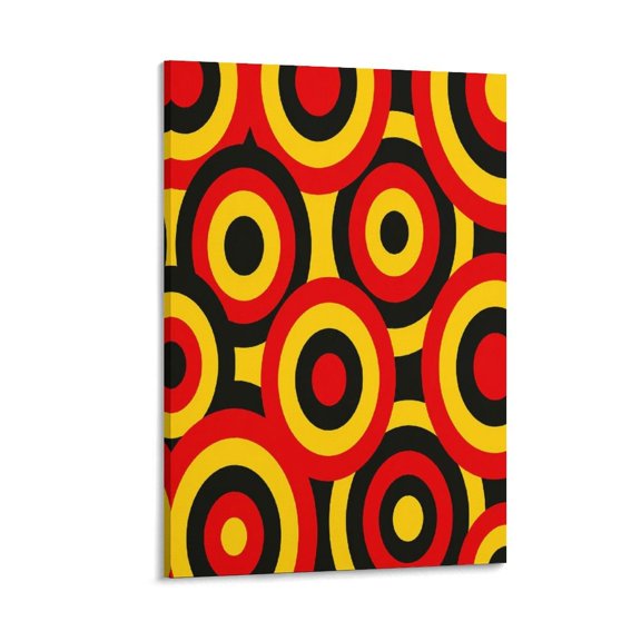 GooTPa Retro Concentric Circles Pattern Canvas Wall Art Framed Painting, Modern Home Decor Print for Living Room Bedroom Office Wall Decoration