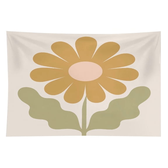 GooTPa Retro Daisy Flower Illustration Polyester Wall Tapestry Anti Wrinkle Art Hanging Decor for Bedroom Living Room Home Holiday Decoration Gift