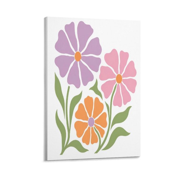 GooTPa Retro Wildflower Trio Canvas Wall Art Framed Painting, Modern Home Decor Print for Living Room Bedroom Office Wall Decoration