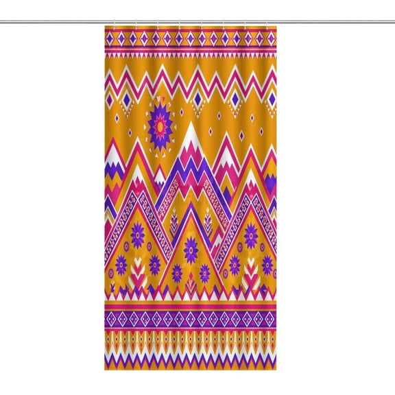 GooTPa Shower Curtain ,Southwest Zigzag Floral Pattern Bathroom Shower Curtain, Waterproof Fabric Shower Curtain with Hooks