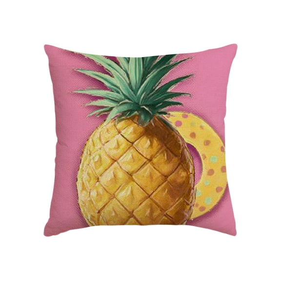 GooTPa Spring Summer Fruit Pillow Covers, Orange Pineapple Throw Pillow Case Decoration, Linen Cushion Covers for Couch Sofa Bedroom Living Room Holiday Home Decor - 18x18in