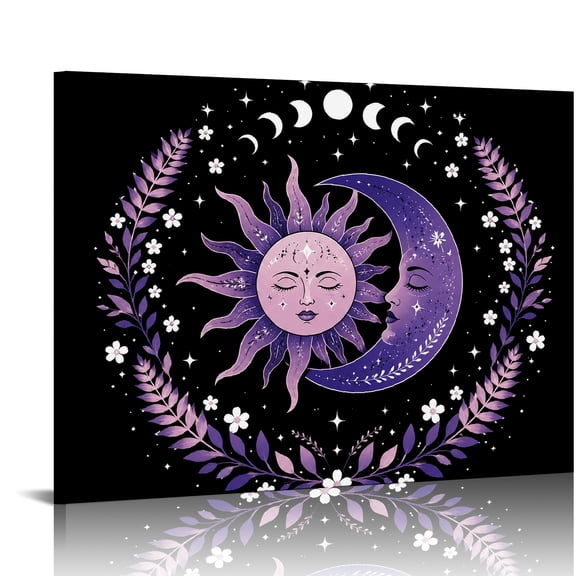 GooTPa Sun And Moon Faces  Ready to Hang,  Bathroom Wall Art, Wall Art Canvas Print Bathroom Bedroom Kitchen Hallway Wall Decor Prints