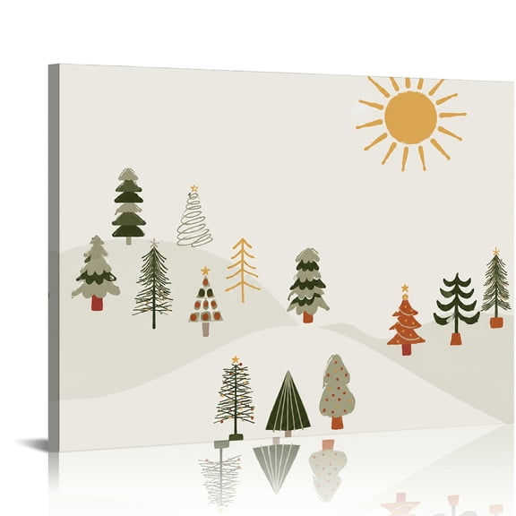 GooTPa Sunny Hills With Various Pine Trees Ready to Hang, Modern Wall Decor, Bathroom Wall Art Bathroom Bedroom Kitchen Hallway Wall Decor Prints