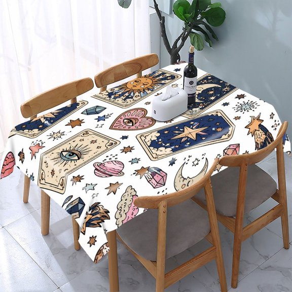 GooTPa Tarot Card Spread Rectangle Dining Tablecloth, Polyester Tablecloths Rectangle Dining Tablecloth, Ideal for Kitchen Picnic Party