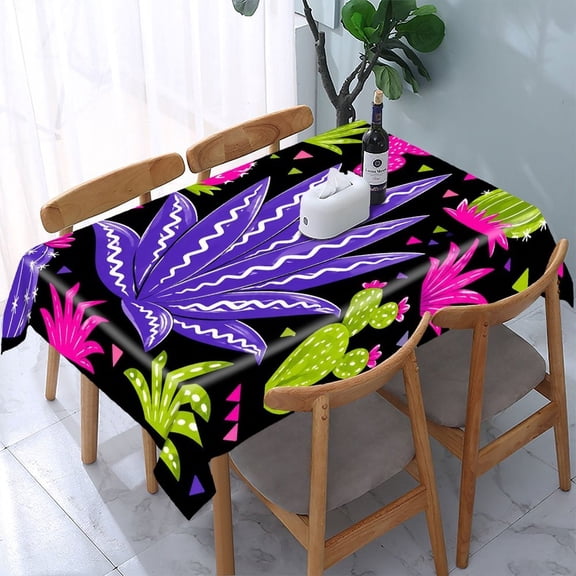 GooTPa Tropical Cactus Pattern Rectangle Dining Tablecloth, Polyester Tablecloths Rectangle Dining Tablecloth, Ideal for Kitchen Picnic Party