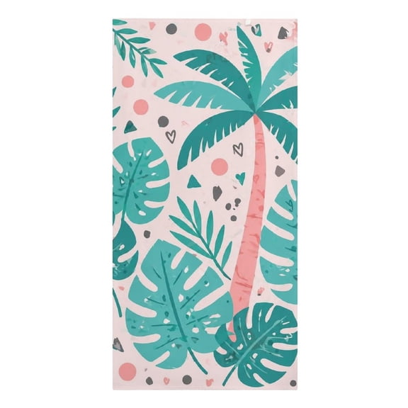 GooTPa Tropical Palm Tree Leaf Geometric Pattern Microfiber Beach Towel 61.4×30.3Inch Quick Dry Lightweight Sand Free Towel for Travel Swim Pool Camping Gym