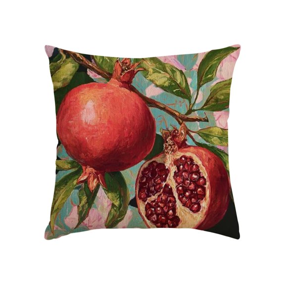GooTPa Vintage Pomegranate Tree Pillow Covers, Fruit Throw Pillow Case Decoration, Linen Cushion Covers for Couch Sofa Bedroom Living Room Holiday Home Decor - 20x20in