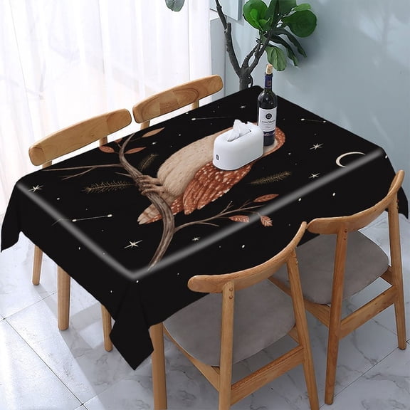 GooTPa Woodland Barn Owl Rectangle Dining Tablecloth, Polyester Tablecloths Rectangle Dining Tablecloth, Ideal for Kitchen Picnic Party
