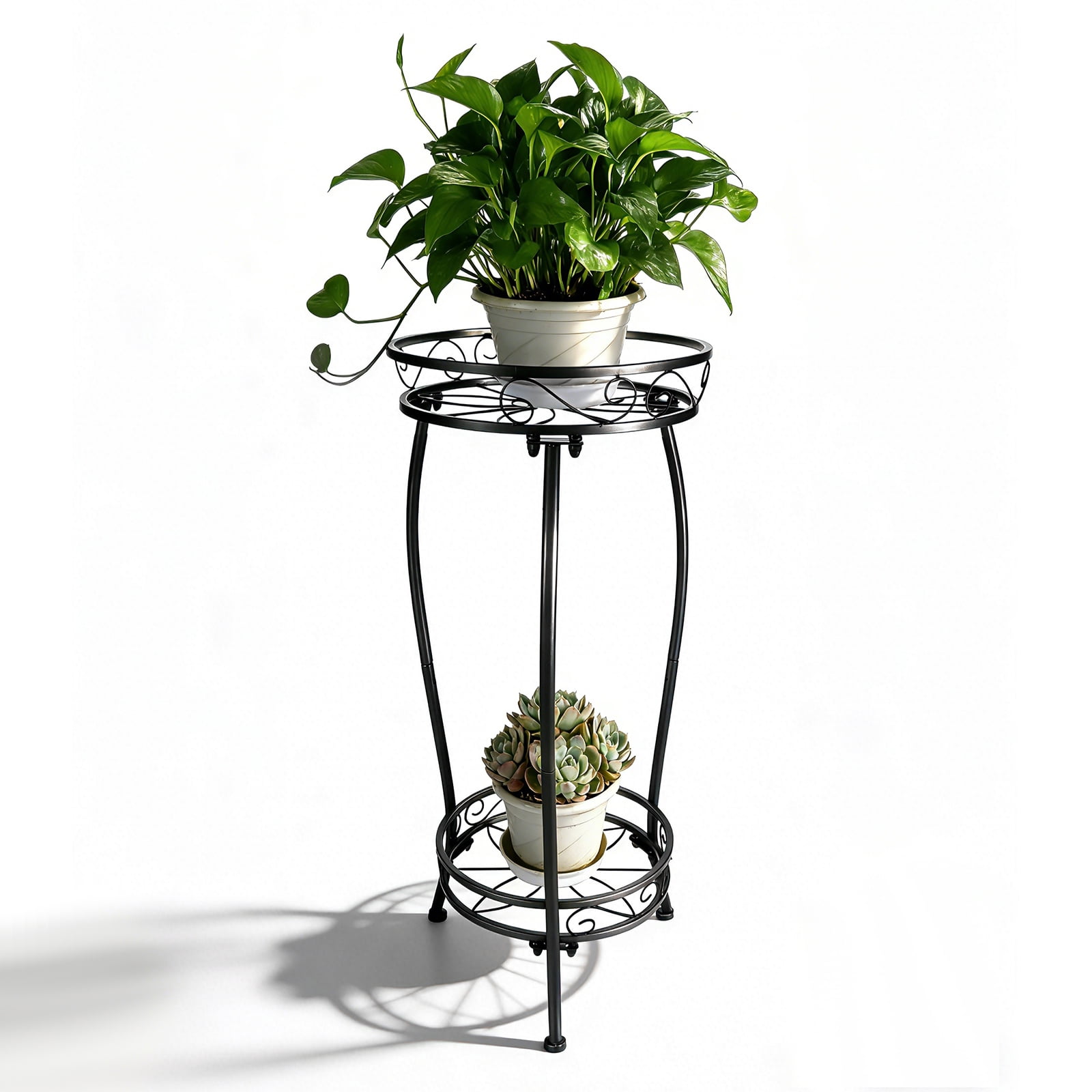 Goobetter Plant Stand Indoor Outdoor,2 Tier 27" Tall Black Metal ...