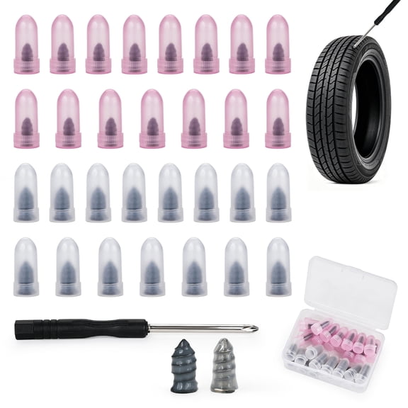 Goobetter 30 Pcs Tire Repair Screws with Screwdriver, Screw in Tire Plugs, Tire Patch Kit, Self-Service Rubber Nail Kit for Vacuum Tires of Cars, Motorcycles
