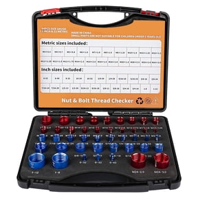 Goobetter 44PCS Nut and Bolt Thread Checker,Bolt Screw Size Finder Thread Gauge(23 Inch & 21 Metric),for Bolt and Nut Size Chart in Tricky and Narrow Areas with Storage Case