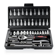 Goobetter 46-Piece Socket Wrench Set,1/4 inch Metric Socket Set and Ratchet Wrench Set with Extension Bar for Auto Repair & Home Use,with Black Storage Case