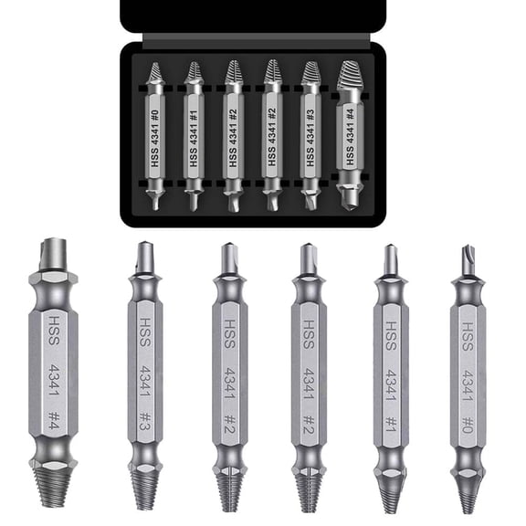 Goobetter Screw Extractor Kit 6Pcs - High Speed Steel Drill Bits for Damaged Screw/Bolt Extractor - Professional Broken Bolt & Screw Remover Tool Set