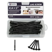 Goobetter Black Phillips Flat Head 5 Inch Wood Screws with Washers #14*5 50PCS - Carbon Steel, Heavy Duty, Rust Resistant - for Outdoor Furniture & Deck Building