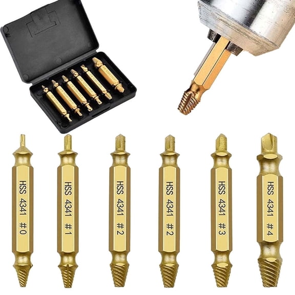 Goobetter Professional Screw Extractor Kit 6Pcs | High Speed Steel Bolt & Screw Remover | Damaged Screw Drill Bit Set for Broken Bolts