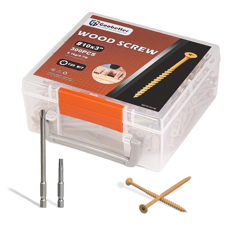 Goobetter 3 Inch Deck Screws, Wood Screws #10 x 3, 300 Pcs Torx