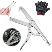 Goobetter Motorcycle Clutch Holding Tool with Free Gloves, Clutch Hub Basket Gear Holder, Remove Basket Nut Clutch Tool, Tusk-Style Flywheel Holder for Motorcycle Repair