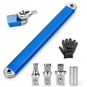 Goobetter Offset Extension Wrench, Tight Reach Extension Wrench Set with 1/2",1/4" and 3/8" Square Drive Adapters,Universal Zero Degree Ratchet Tool for Tight Place