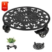 Goobetter Rolling Plant Stand with Wheels,1pcs 11in Heavy Duty Metal Plant Caddy with Wheels,Load Capacity 330 lbs,Black