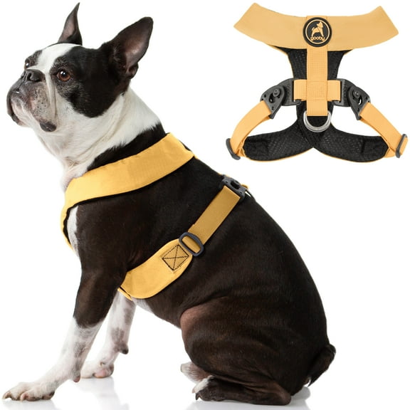 Gooby Comfort X Harness Dual Snap - Yellow, Small - Comfort X Harness Dual Snap Rotational Buckles with Patented Choke-Free X Frame - Harness for Small Dogs and Medium Dogs for Outdoor Use
