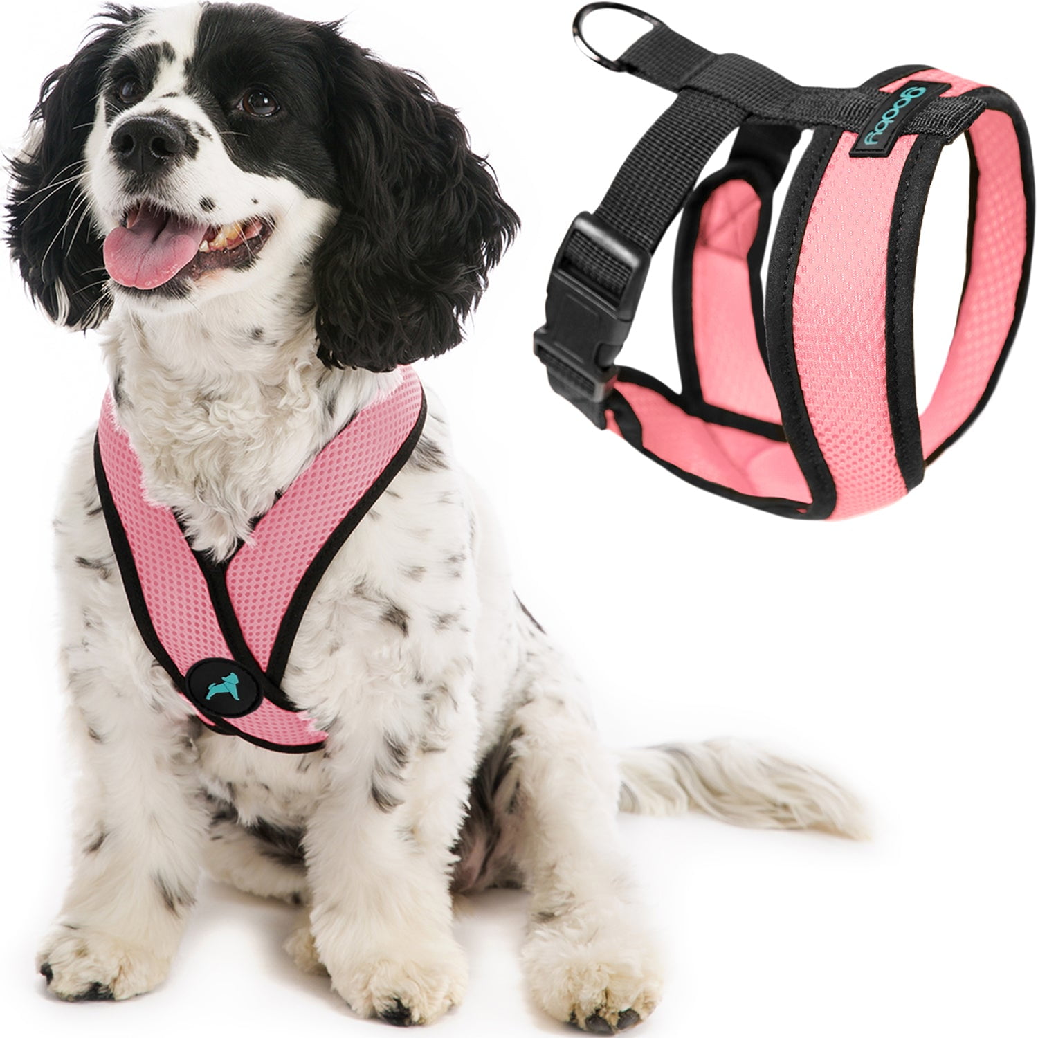Gooby Comfort X Head-In Harness - Pink, Medium - Breathable, Lightweight, Wrinkle Free Mesh Harness with Patented Choke-Free X Frame for Small Dog and Medium Dog Indoor and Outdoor use