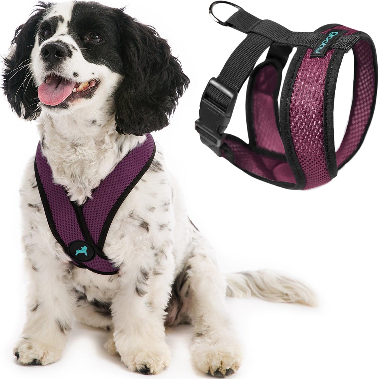 Gooby Comfort X Head-In Harness - Purple, X-Large - Breathable, Lightweight, Wrinkle Free Mesh Harness with Patented Choke-Free X Frame for Small Dog and Medium Dog Indoor and Outdoor use