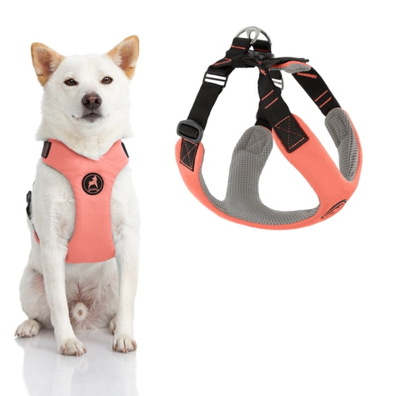 Gooby Convertible Z Harness - Pink, Medium - Flexible and Shock Absorbing Convertible Harness with Quick Release Buckle and Fastener Neck Closure
