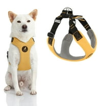 Gooby Convertible Z Harness - Yellow, Large - Flexible and Shock Absorbing Convertible Harness with Quick Release Buckle and Fastener Neck Closure