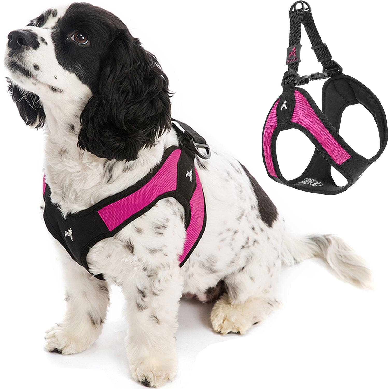 Gooby Escape Free Easy Fit Harness - Hot Pink, Small - Escape Free Step-In Harness with Neoprene Body for Small Dogs and Medium Dogs Indoor and Outdoor use
