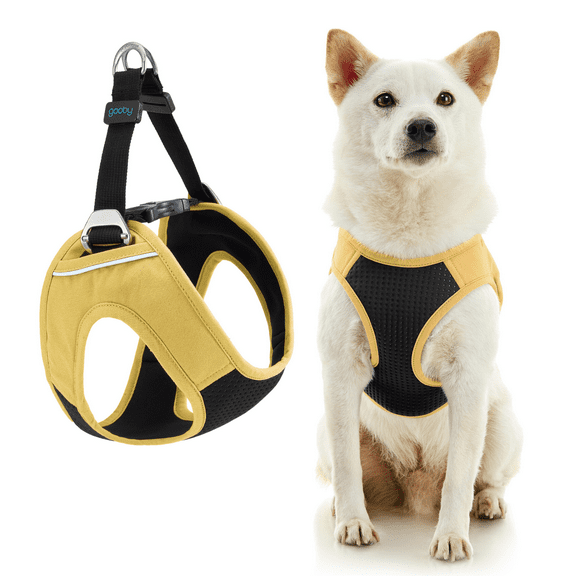 Gooby Escape Free Easy Fit Plus Harness - Miami Yellow, X-Small - Comfortable and Escape Free Dog Harness with Reflective Linings for Small Dog and Medium Dog