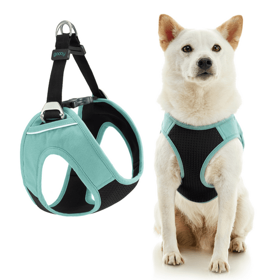 Gooby Escape Free Easy Fit Plus Harness - Seattle Blue, Small - Comfortable and Escape Free Dog Harness with Reflective Linings for Small Dog and Medium Dog