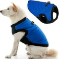 thumbnail image 1 of Gooby Fashion Vest - Blue, X-Small - Quilted Bomber Jacket with Leash Attachment and Pain-Free Zipper Guard for Dogs - Water Resistant with Stretchable Knitted Bottom for Indoor and Outdoor Use, 1 of 5