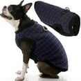 thumbnail image 1 of Gooby Fashion Vest - Navy Check, Small - Small Dog Sweater Bomber Dog Jacket Coat with D Ring and Zipper Closure, 1 of 5