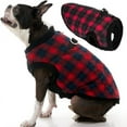 thumbnail image 1 of Gooby Fashion Vest - Red Check, Large - Small Dog Sweater Bomber Dog Jacket Coat with D Ring and Zipper Closure, 1 of 5