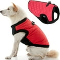 thumbnail image 1 of Gooby Fashion Vest - Red, X-Small - Quilted Bomber Jacket with Leash Attachment and Pain-Free Zipper Guard for Dogs - Water Resistant with Stretchable Knitted Bottom for Indoor and Outdoor Use, 1 of 5