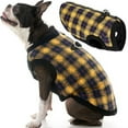 thumbnail image 1 of Gooby Fashion Vest - Yellow Check, Medium - Small Dog Sweater Bomber Dog Jacket Coat with D Ring and Zipper Closure, 1 of 5