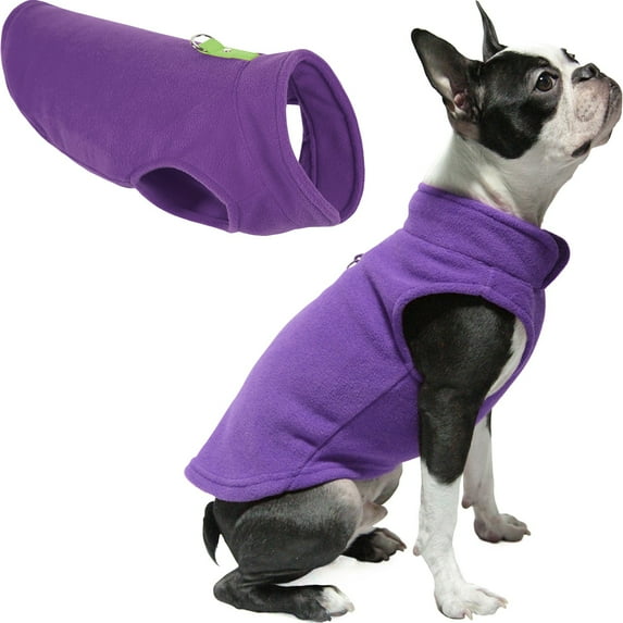 Gooby Fleece Vest - Lavender, X-Small - Warm Pullover Fleece Dog Jacket with O-Ring Leash for Small Dogs