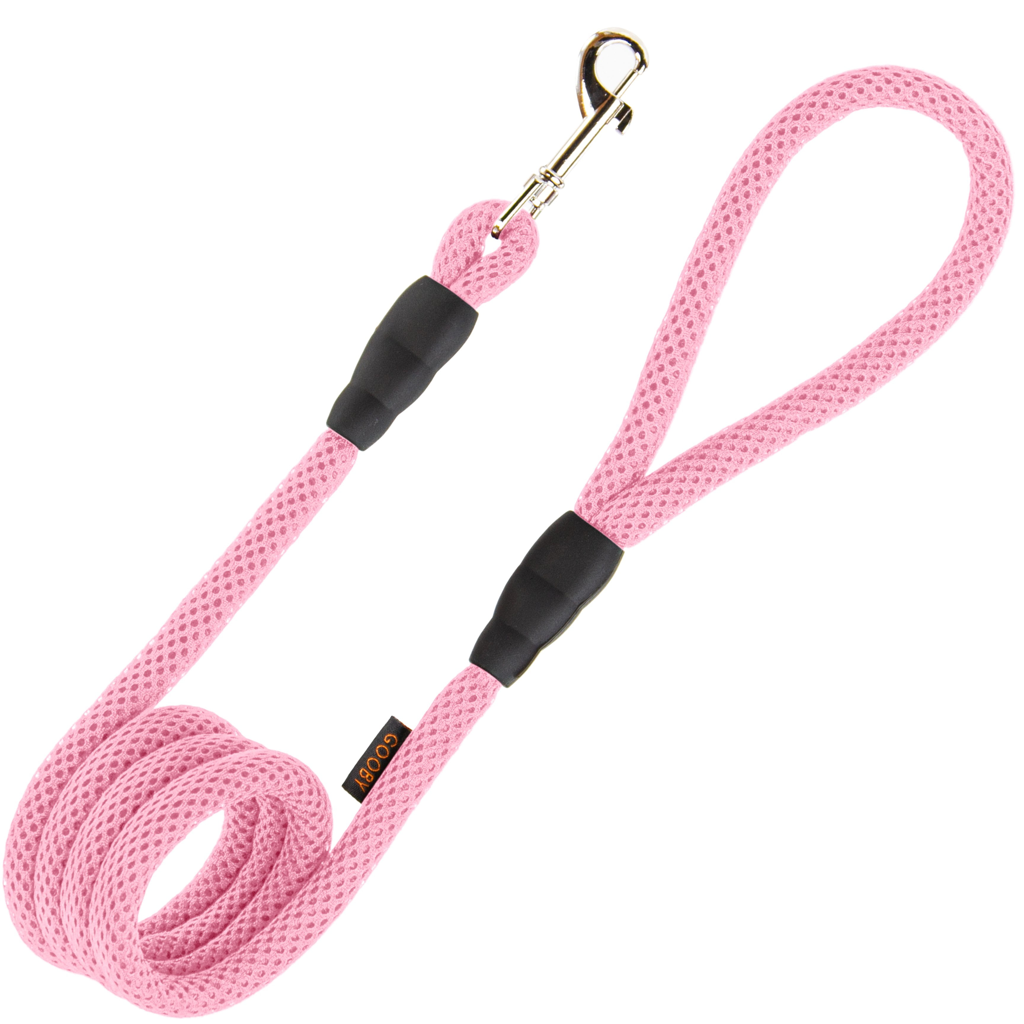 Gooby Mesh Leash Pink, 4 FT Dog Leash with Bolt Snap Clasp and